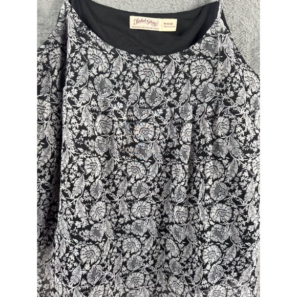 Faded Glory Womens Floral Black & White Sleeveless Chiffon Tank Top M (8-10) - Picture 3 of 12